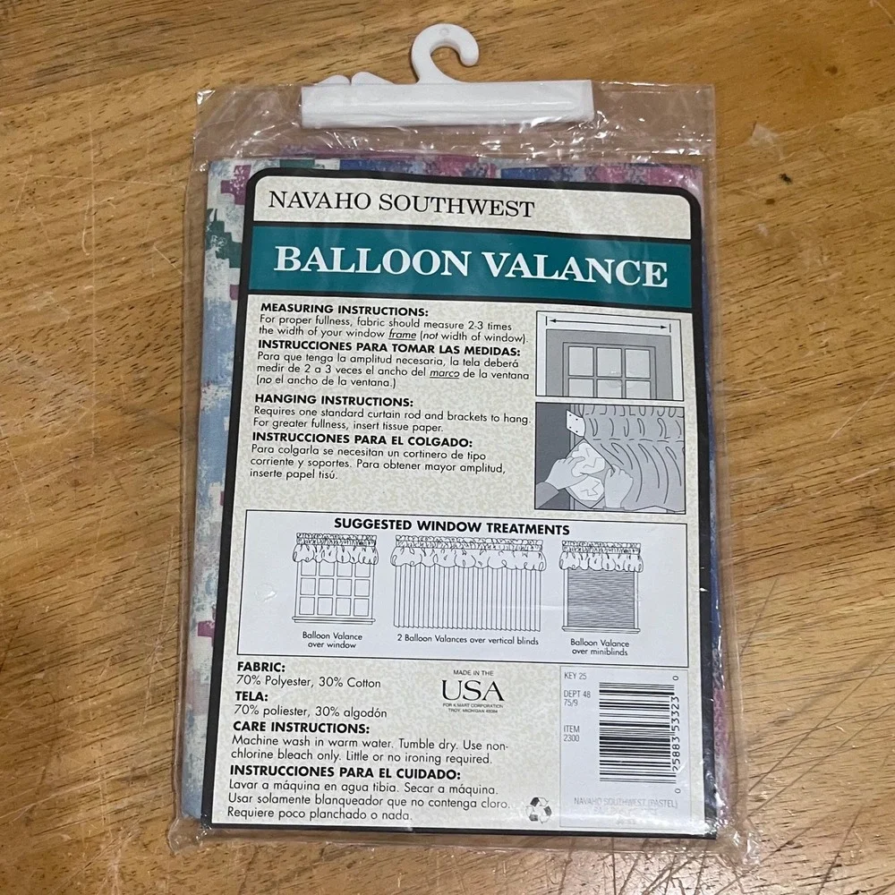 Vtg Navaho Southwest Balloon Valance 60x16 Multi Pastel Boho Western Made in USA